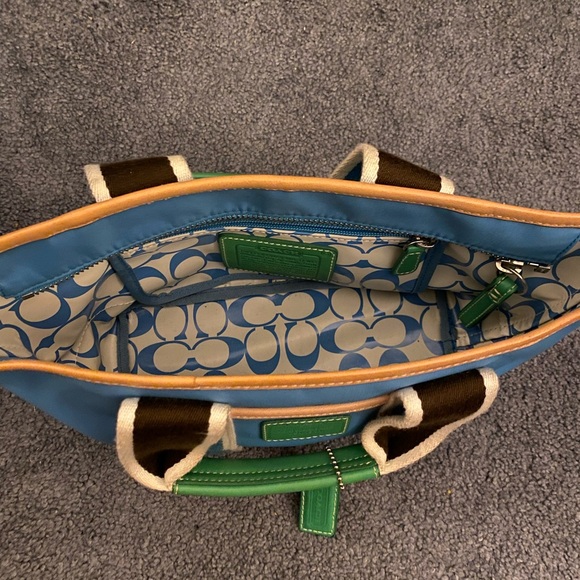 Coach Hampton Blue and Green Mini Weekender Bag - Picture 2 of 2